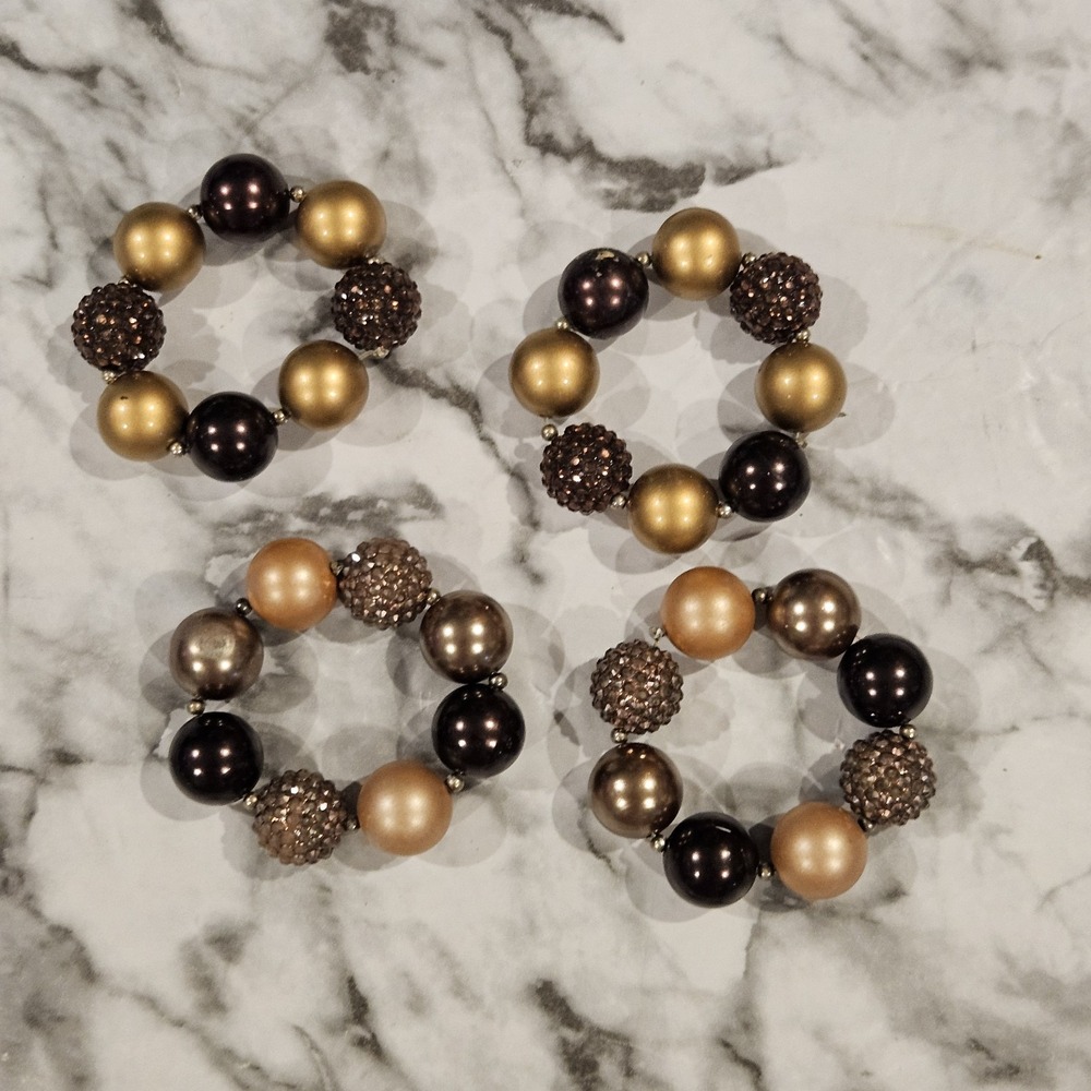 Kids Chunky Beaded Bracelet Bundle | Fall Neutral Tones |‎ Mixed Condition